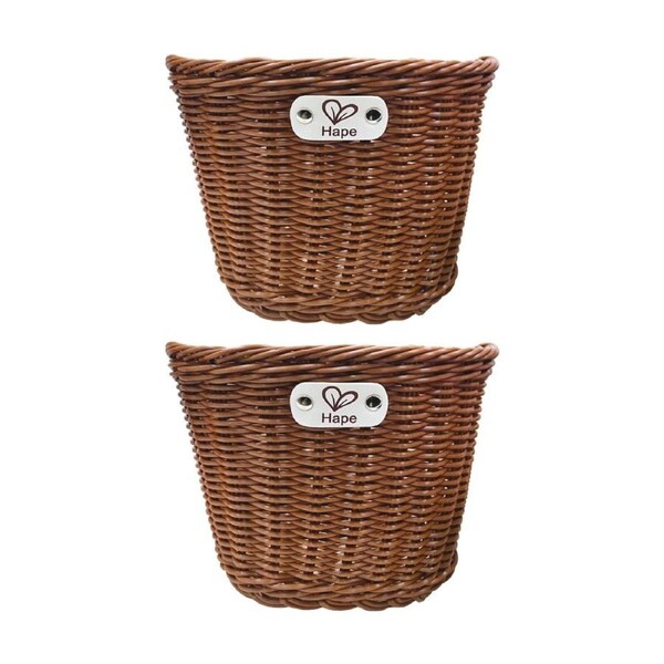 2PK Hape Woven Bike Basket Adjustable Straps Kids Bicycle Accessory Brown