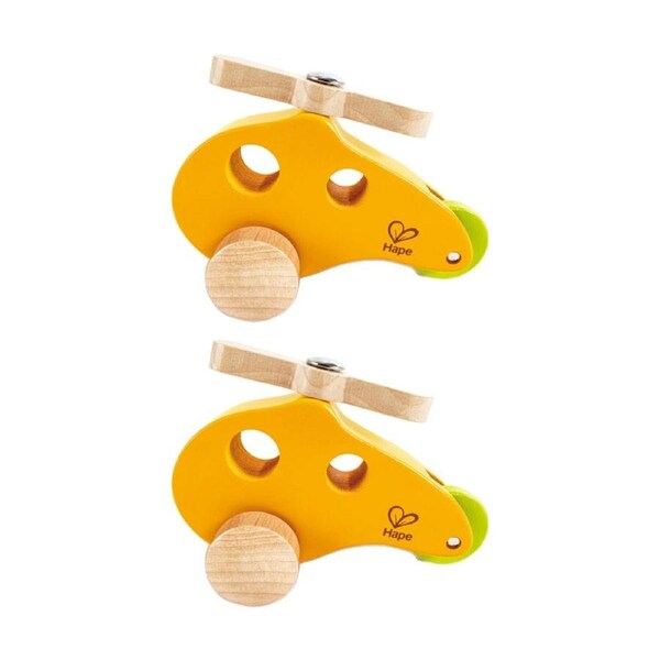 2PK Hape Little Copter Wooden Toy Play Helicopter For Toddlers 10M Orange