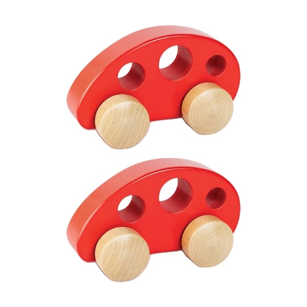 2PK Hape Mini Van Red Wooden Toy Play Vehicle For Toddlers 10M