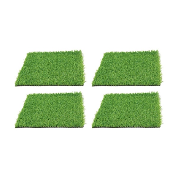 4PK Educationall Small Grass Mat Polyester Non-Slip Rubber Backing 40x40cm 3y+