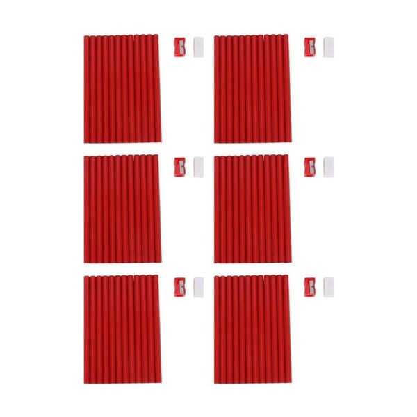 6x 12pc Tacco Jumbo Learner Pencil HB W/ Sharpener Classroom Equipment 3Y+ Red