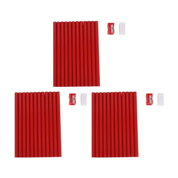3x 12pc Tacco Jumbo Learner Pencil HB W/ Sharpener Classroom Equipment 3Y+ Red