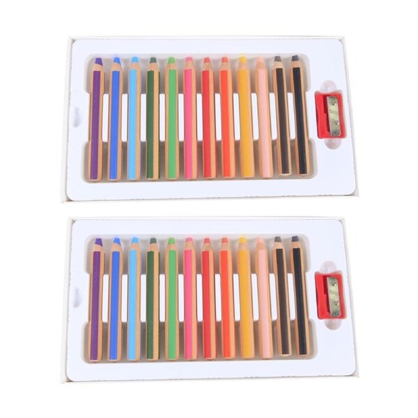 2x 12pc Tacco Easi-Grip Watercolour Pencils Jumbo Dual Use Art 3y+
