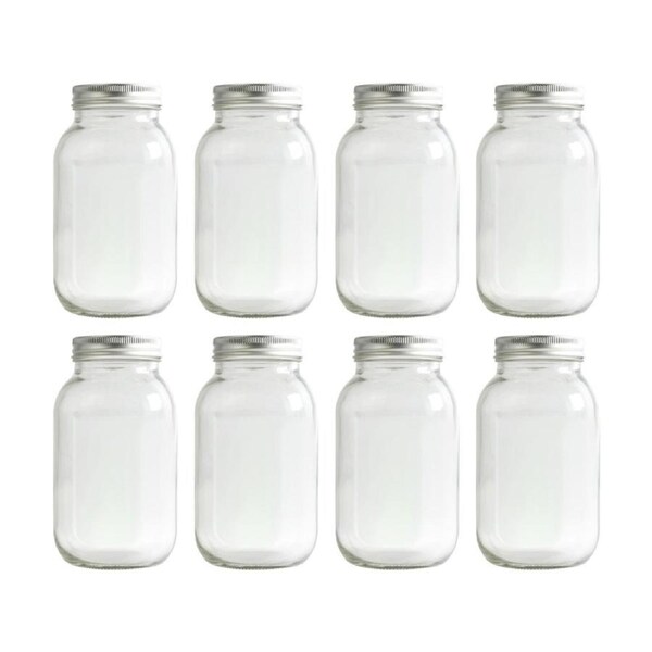 8PK Tacco Glass Jars 1L Durable Storage Container For Crafts 85x17cm Clear