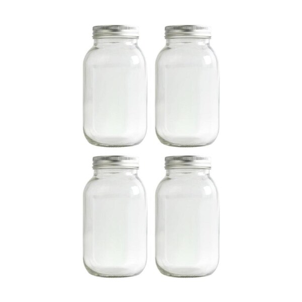 4PK Tacco Glass Jars 1L Durable Storage Container For Crafts 85x17cm Clear