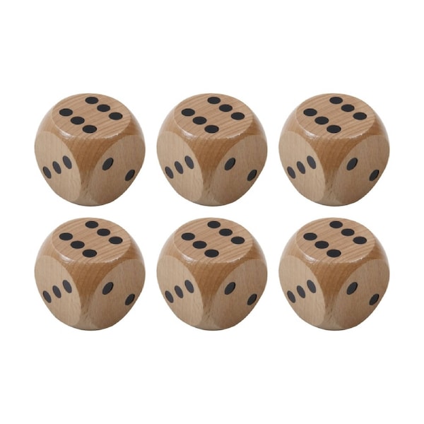 6PK Vivaio Wooden Dice Natural Wood Educational Math Toy W/ Dots 3y+ Brown