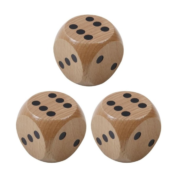 3PK Vivaio Wooden Dice Natural Wood Educational Math Toy W/ Dots 3y+ Brown