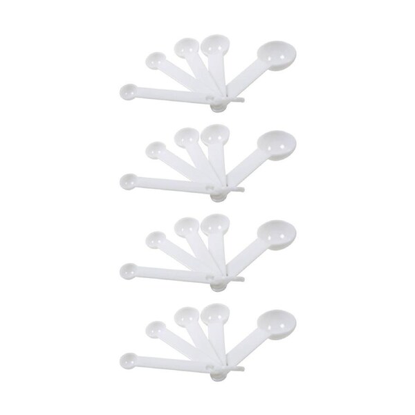 4x 5pc Educationall Measuring Spoon Plastic Metric Marked Spoons Kids White