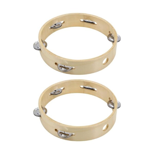 2PK Vivaio Headless Tambourine Wooden Percussion Musical Instrument 15cm Wood