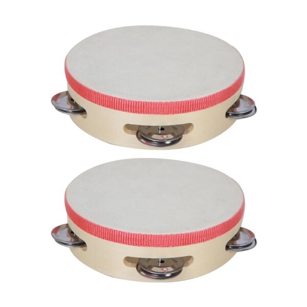 2PK Vivaio Tambourine Percussion Musical Instrument Classroom Learning 3y+ Wood