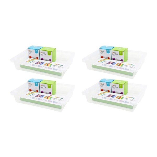 4PK Vivaio Transparent Tray Plastic Storage Organiser 75mm Clear