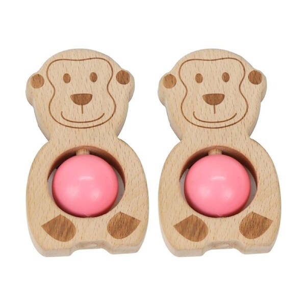 2PK Beleduc Grasping Toy Mosi Monkey Natural Wood Baby All Ages