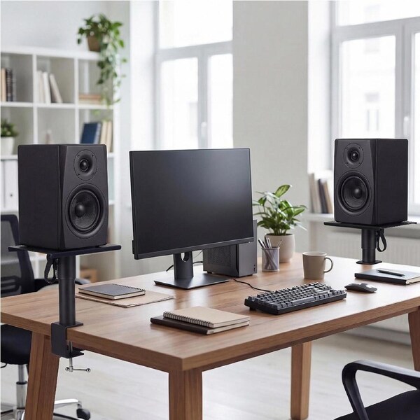 Levede 2x Desk Clamp Speaker Stands Set Adjustable Rotatable Monitor CD Player