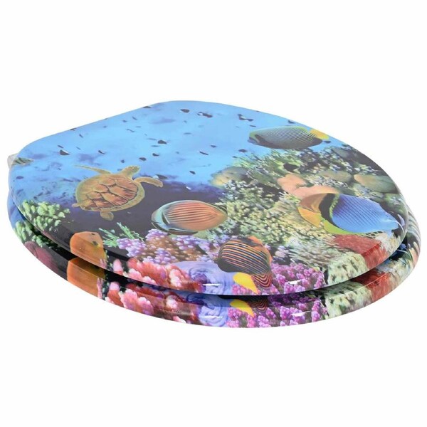 Soft-Close Toilet Seat Deep Sea Blue 44 x 38 cm MDF board vidaXL