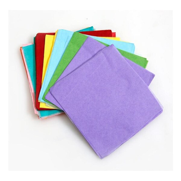 480pc Tacco Coloured Tissue Squares Craft Paper 125cm Sheets Multicolour