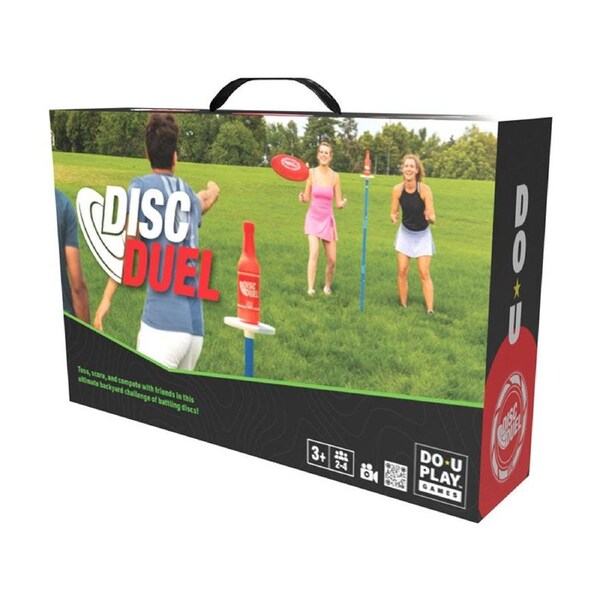 Do U Play Games Disc Duel Throwing Game W/ Adjustable Poles 3y+ Blue/Red