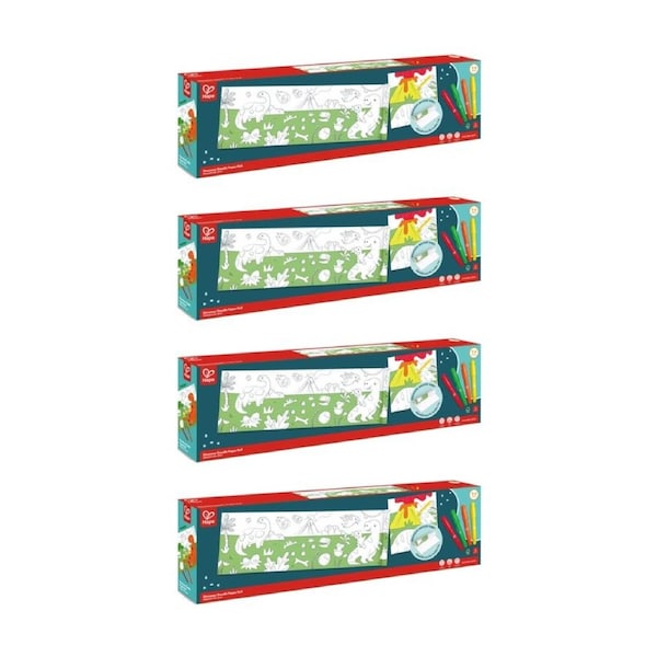 4PK Hape Dinosaur Craft Paper Roll Self-Adhesive W/ 4 Crayons 52x04m 3y+ Green