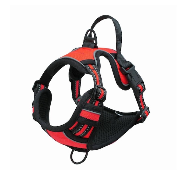 PetBro No-Pull Adjustable Dog Harness Vest Outdoor Handle Front Mesh Puppy Pet Red