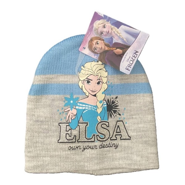 Disney Frozen Kids Elsa Winter Beanie Hat and Gloves Set - 54cm