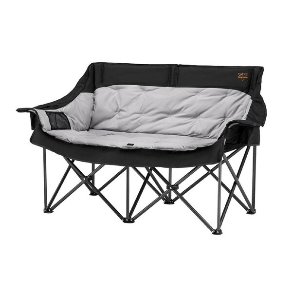 San Hima Folding Double Camping Chair Padded Outdoor Moon Chair Portable Black