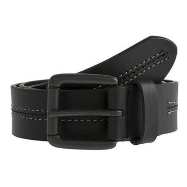 Dents Mens Lined Leather Belt with Stitch Detail and Gunmetal Buckle - Black L