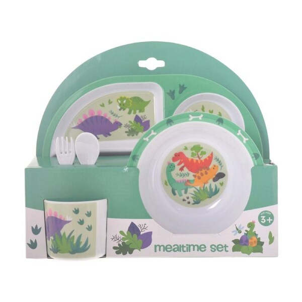 Gibson Gifts Dinosaur Kids Meal Dinner Set Melamine Plate Bowl Cup Cutlery