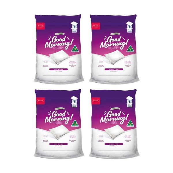 4PK Tontine Good Morning Pillow Cotton Machine Washable High & Firm