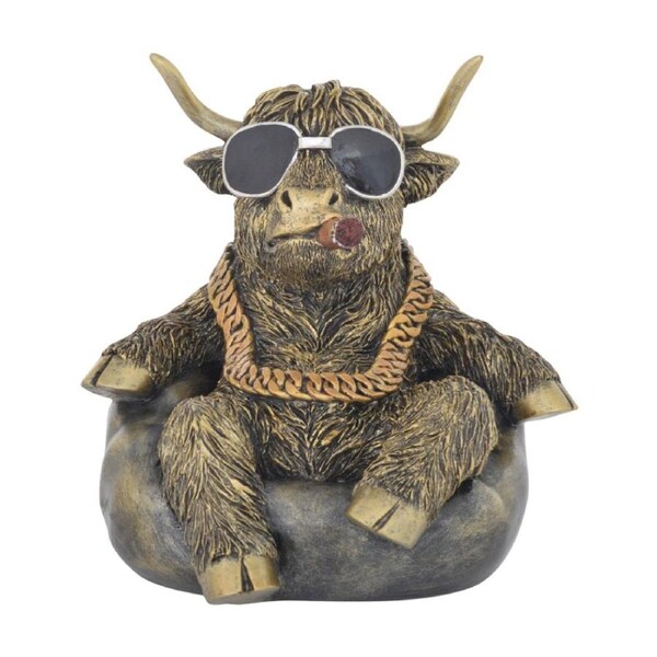 Gibson Gifts Cool Cow Chilling Highland Figurine Bronze Polyresin
