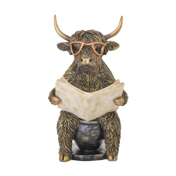 Gibson Gifts Cool Cow Loo Time Highland Figurine Bronze Polyresin