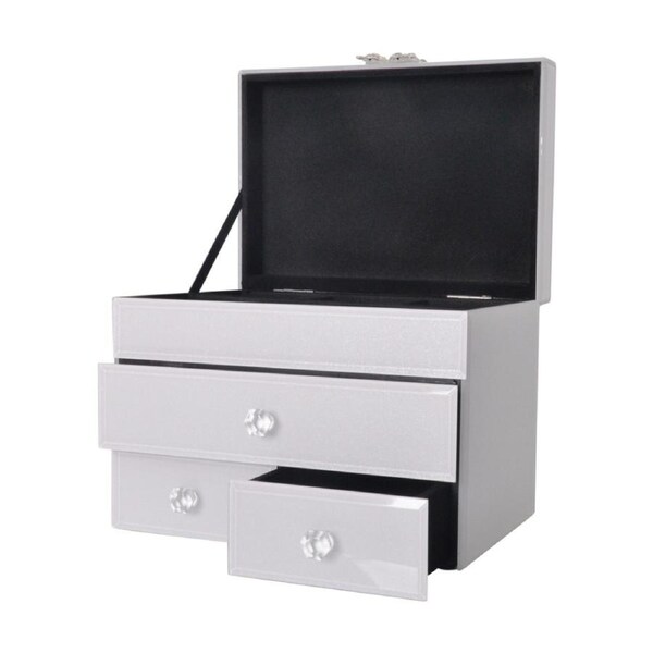 Gibson Gifts Crystal Butterfly Jewellery Box Large White Shimmer Chest