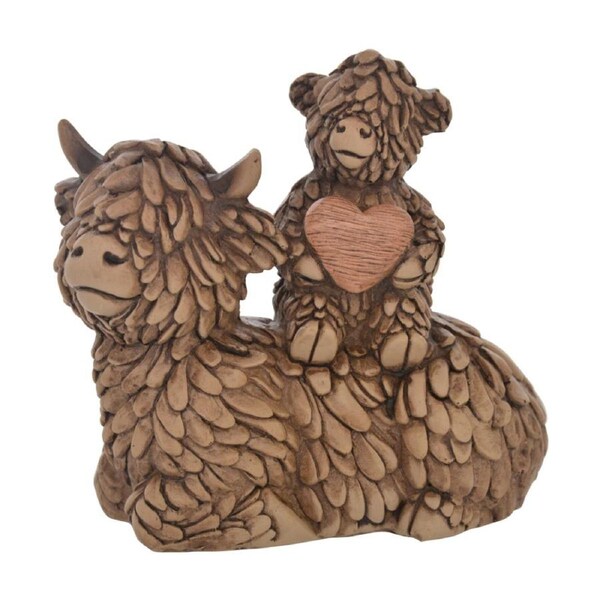 Gibson Gifts Hughie Highland Cow Pair Brown Resin Figurine Decorative