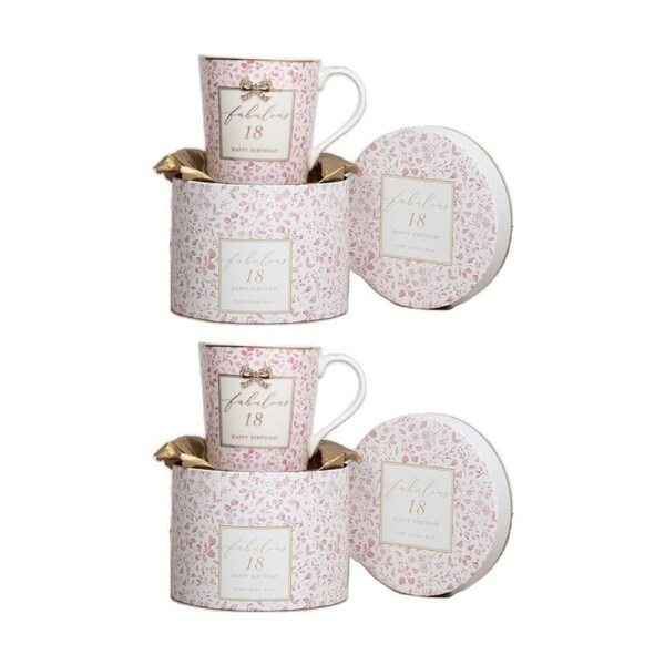 2PK Madelaine 18th Birthday Fine China Coffee/Tea Mug Drink Cup Pink