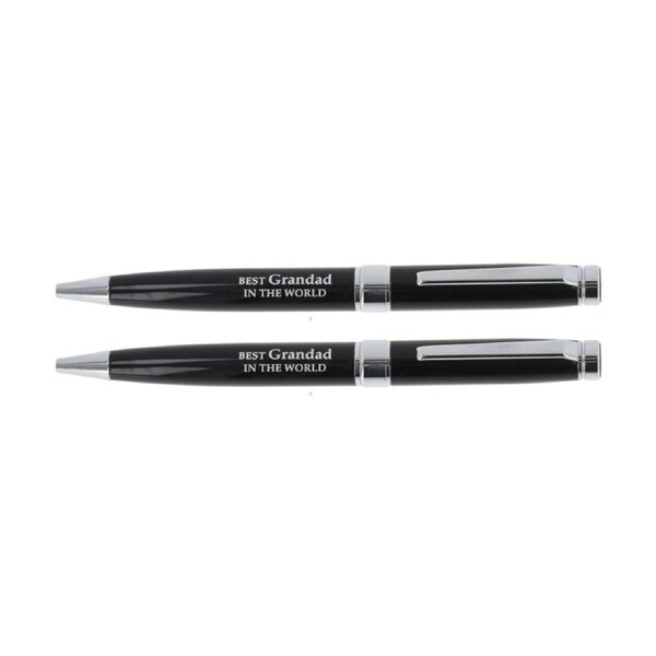 2PK Bridgewater Pen Company Grandad Sentiment Ballpen Black Silver Engraved