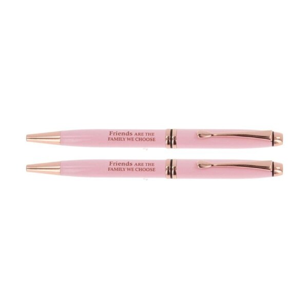 2PK Bridgewater Pen Company Friendship Sentiment Ballpen Pink RS Gold Lacquered
