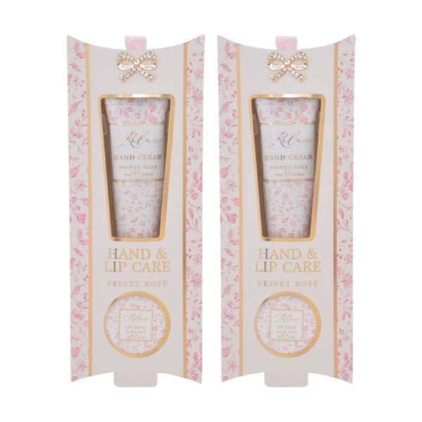 2PK Madelaine Velvet Rose Hand & Lip Care Set Pink Floral 40ml/10g