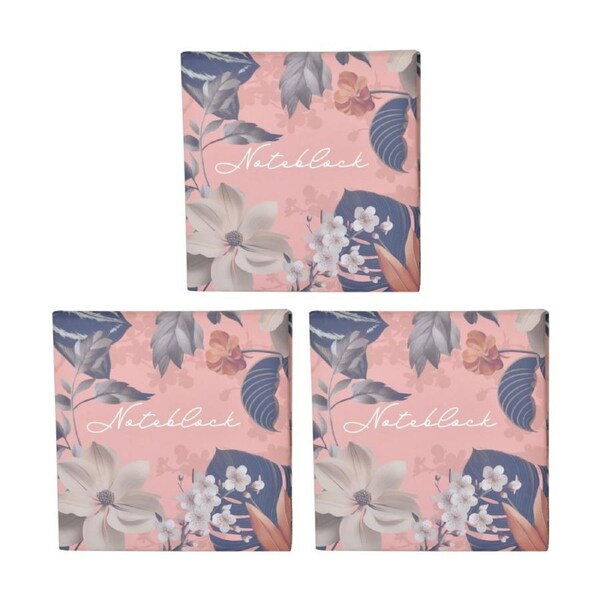 3PK Zara Noteblock And Pen Peach Floral Design With Hard Cover &