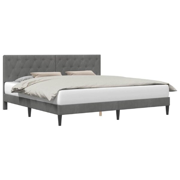 Bed Frame with Headboard Dark Grey 180 x 200 cm Velvet vidaXL