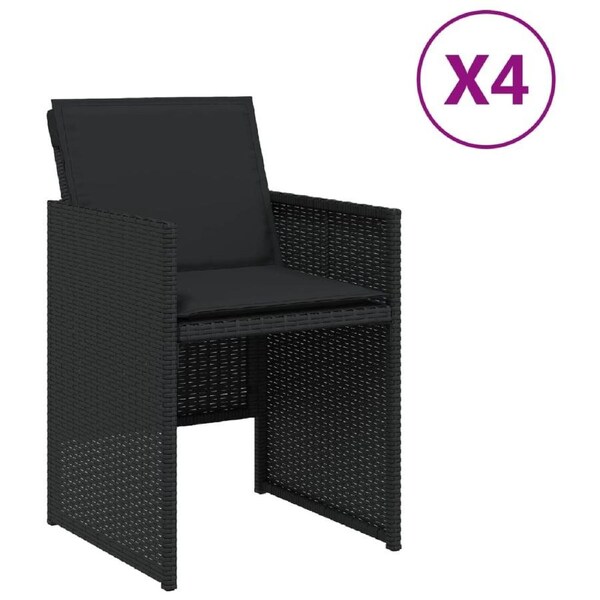 Garden Chairs with Cushions 4 pcs Black Poly Rattan vidaXL