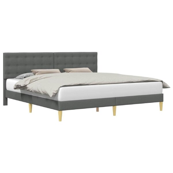 Bed Frame with Headboard Dark Grey 180 x 200 cm Fabric vidaXL