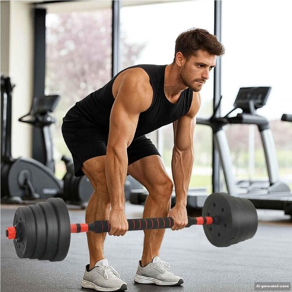 2-in-1 Dumbbell Set 40kg Black and Red Cement and Iron Sand vidaXL