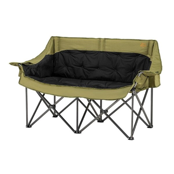 San Hima Folding Double Camping Chair Padded Outdoor Moon Chair Portable Green
