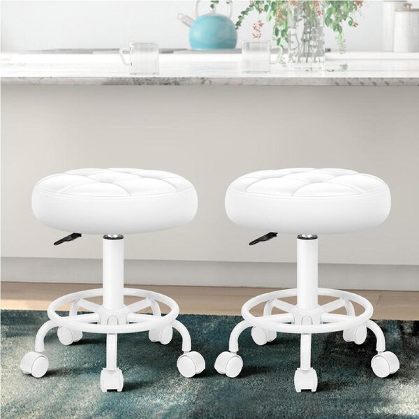 ALFORDSON 2x Salon Stool Swivel Dress Chair Riley - All White
