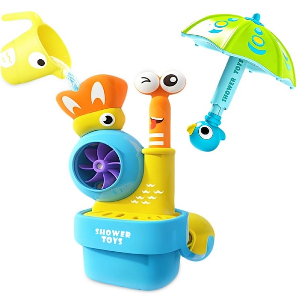 PIPALA Bath Toys for Kids Snail & Umbrella Combo Water Toy Set with Watering Cup