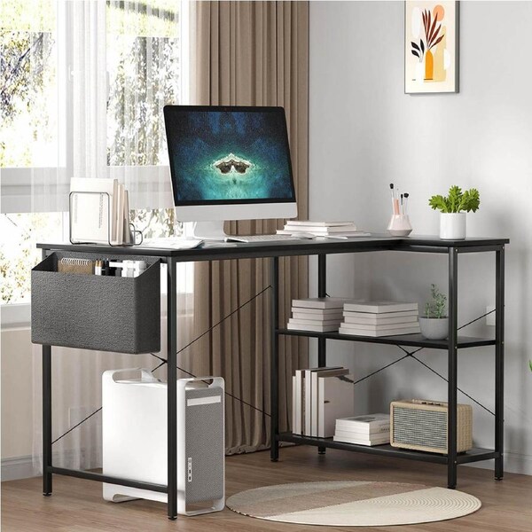 Levede L Shaped Gaming Computer Desk Workstation Study Corner Table Home Office Black / 120cm in Length