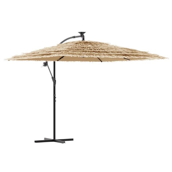 Garden Parasol with LEDs and Steel Pole Brown 269x269x235 cm vidaXL