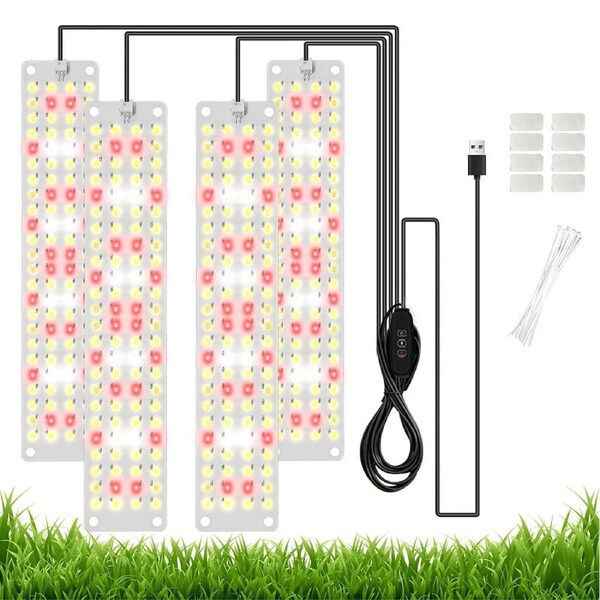 4 Pack LED Grow Light Full Spectrum Dimmable with Timer USB Plant Lamp