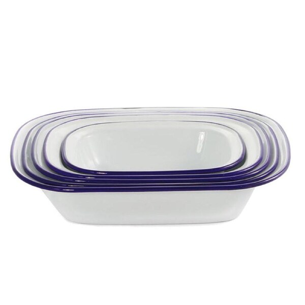 Falcon 5 Piece Oblong Pie Dish Set White & Blue