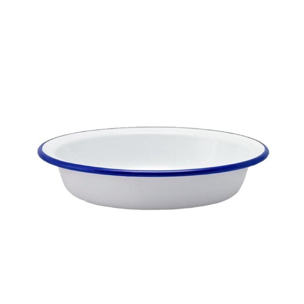 Falcon Deep Pie Dish Milk Plate 18cm White & Blue