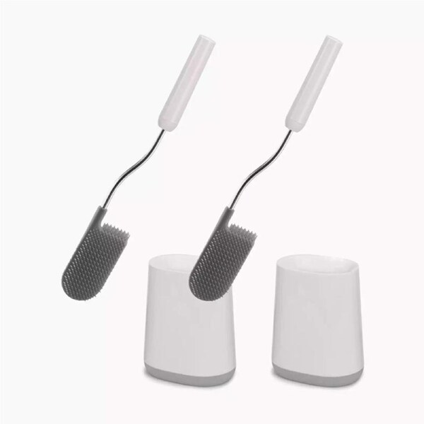 Joseph Joseph 2PK Flex Lite Toilet Brush Grey Flexible D-Shaped Head