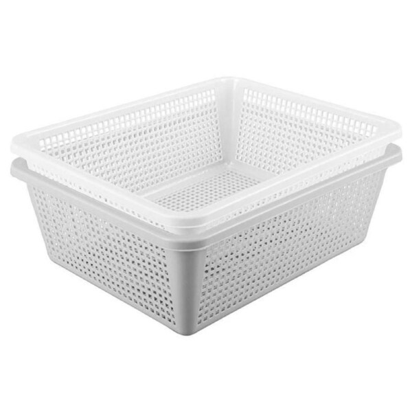 OzOffer Basket Square 2 Assorted Colours (Grey & White) A4 34 x 27.5 x 11.5